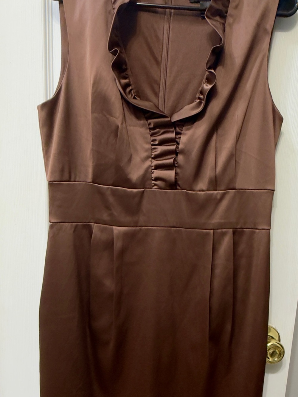 Title Jessica Howard Brown Satin Ruffle Dress | Size 12
